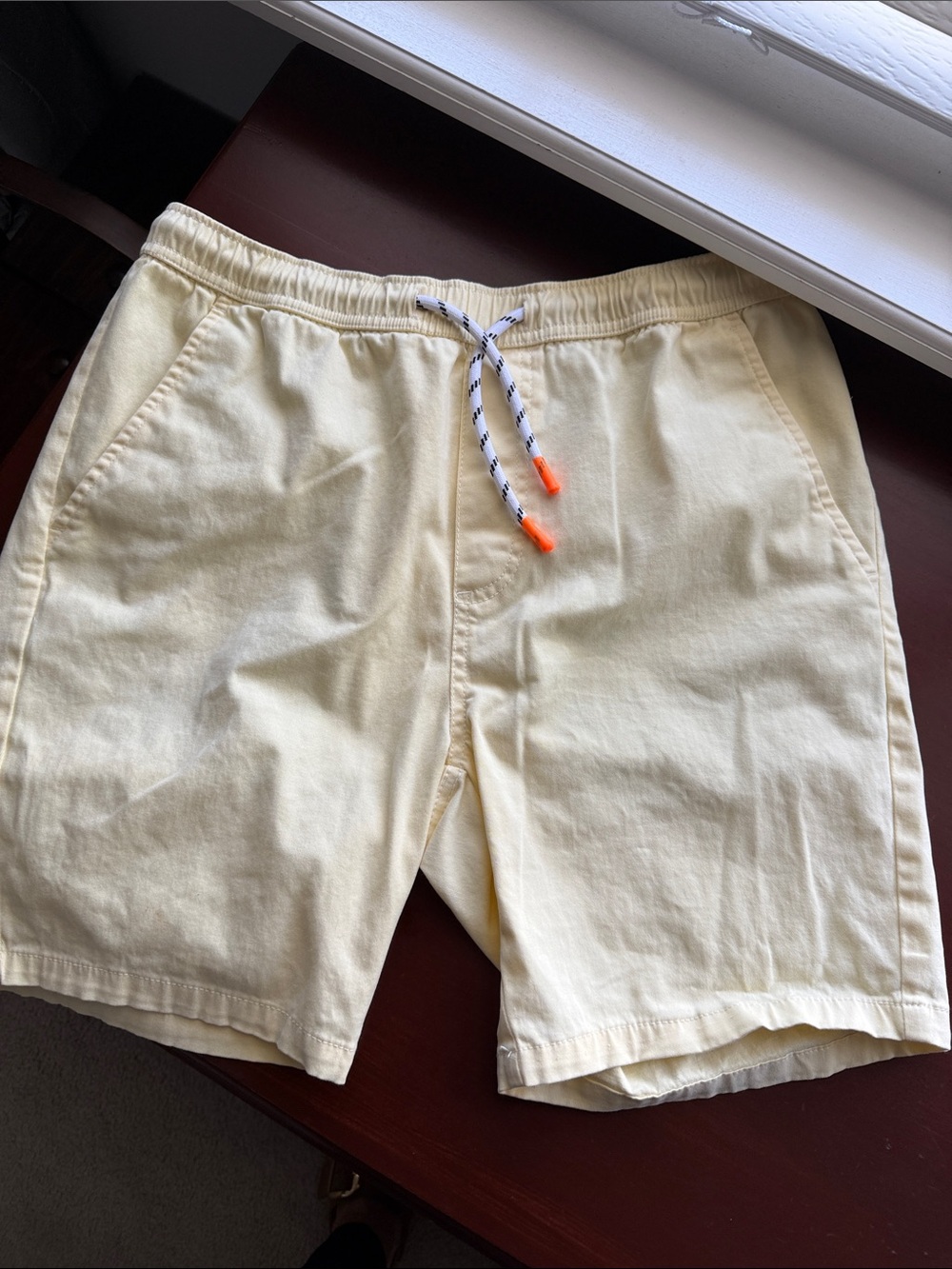 Free Planet Pale Yellow Drawstring Flat Front Men’s Shorts